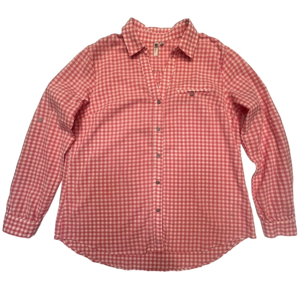KUT From The Kloth Pink & White Gingham Checkered Long Sleeve Shirt Size‎ XL